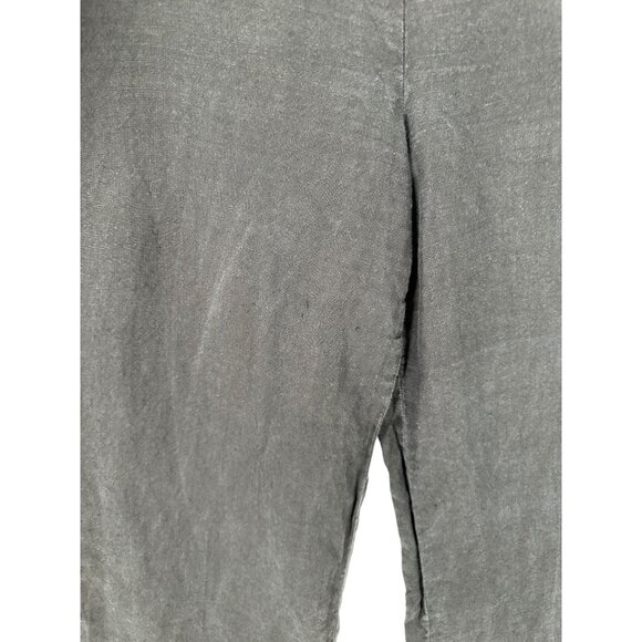 Talbots Pants Women 10 Navy‎ Blue Wide Leg Linen Side Buttons High Rise - Picture 6 of 8